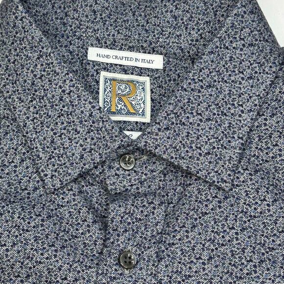 R by Robert Graham Kashmir blue floral made in Italy cashmere elbow patch size L - Picture 2 of 8